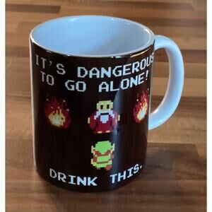 Legend Of Zelda Link "It's Dangerous To Go Alone Drink This" 15 Oz Ceramic Mug
